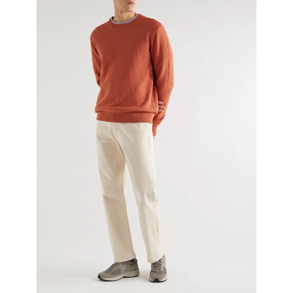 Onia Men’s Textured Waffle Knit Sweater Medium Dyed Wash Rose Gentleman